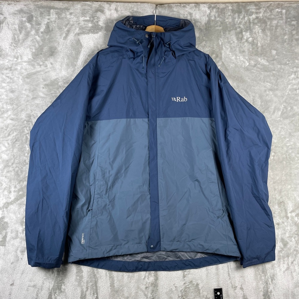 Rab Downpour Eco Jacket Men XL Blue Pertex Shield Rain Shell QWG-82